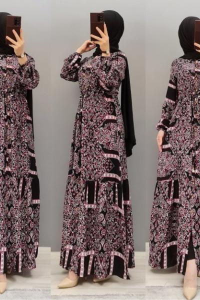 Yeni Model Viskon Kumaş Elbisem Siyah