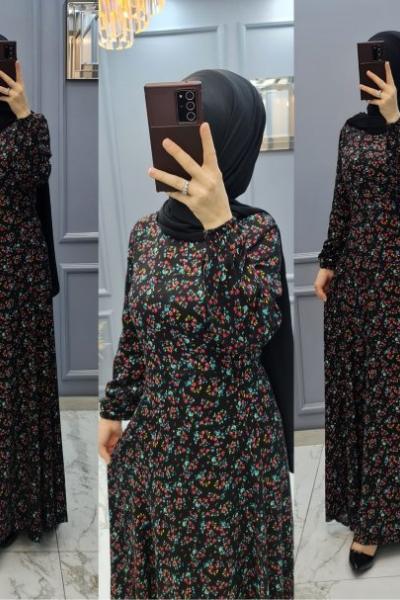 Yeni Model Belmando Kumaş Elbisem Siyah