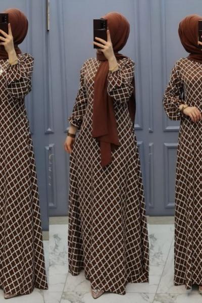 Yeni Model Büyük Beden Elbisem Kahverengi