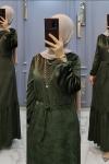 Yeni Model Kadife Elbisem Haki