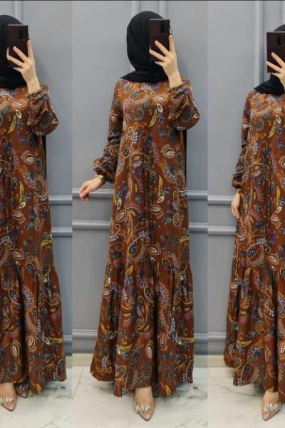 Yeni Model Büyük Beden Elbise  Kiremit