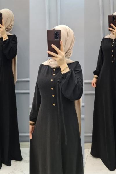 Yeni Model Kadife Elbisem Siyah