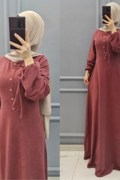 Yeni Model Kadife Elbisem Gül