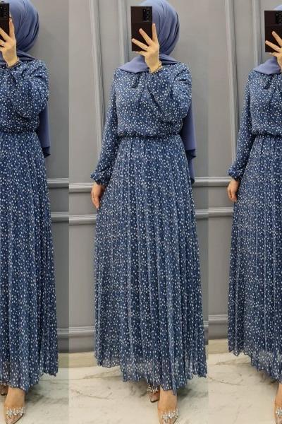 Yeni Model Şifon Elbisem Mavi