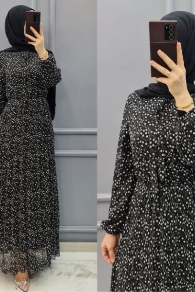 Yeni Model Şifon Elbisem Siyah