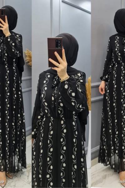 Yeni Model Şifon Elbisem Siyah