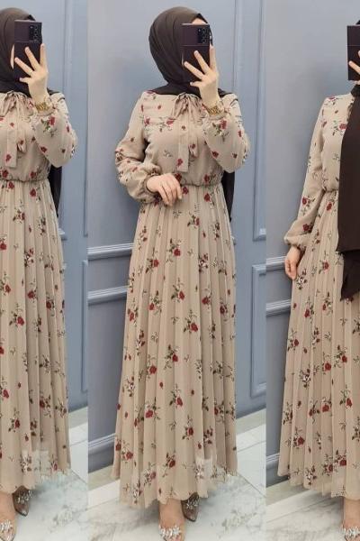 Yeni Model Şifon Elbisem Vizon