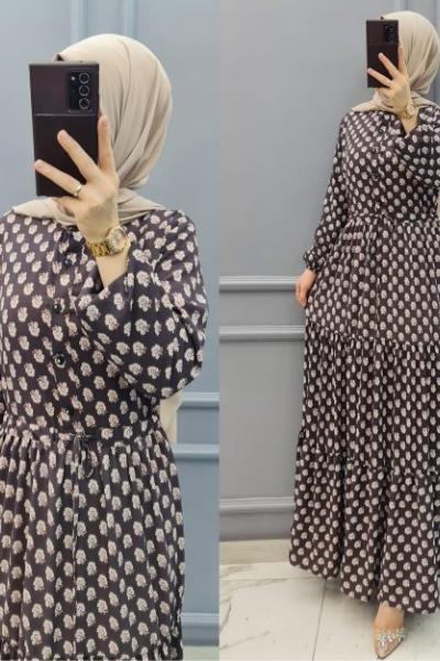 Yeni Model Krep Elbisem Mürdüm