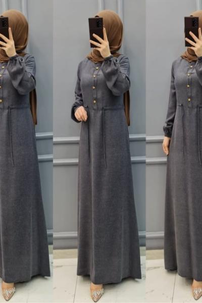 Yeni Model Kışlık Elbisem  Gri