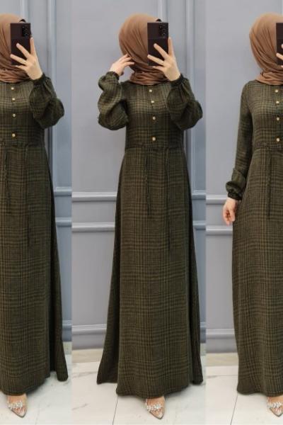 Yeni Model Kışlık Elbisem  Haki