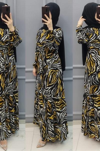 Yeni Model Büyük Beden Elbise Siyah Sari