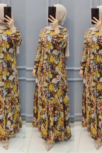 Yeni Model Büyük Beden Elbisem  Sarı