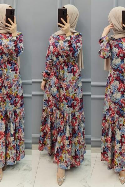 Yeni Model Büyük Beden Elbisem  Nar Çiçeği