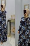 Yeni Model Desenli Elbisem Siyah mavi