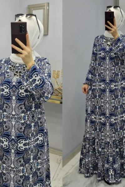 Yeni Model Yazlık Elbisem  Mavi