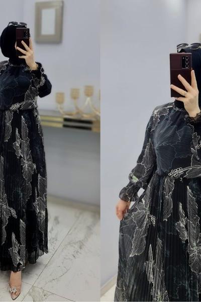 Yeni Model Peri Elbise  Gri Siyah