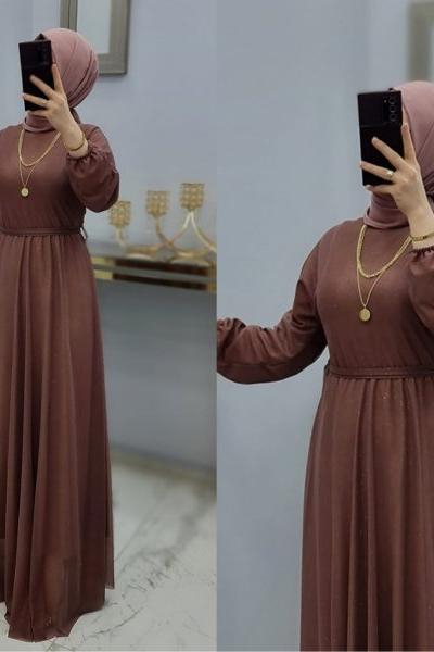 Yeni Model Simli Elbise  Gül