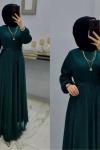 Yeni Model Simli Elbise  Zümrüt