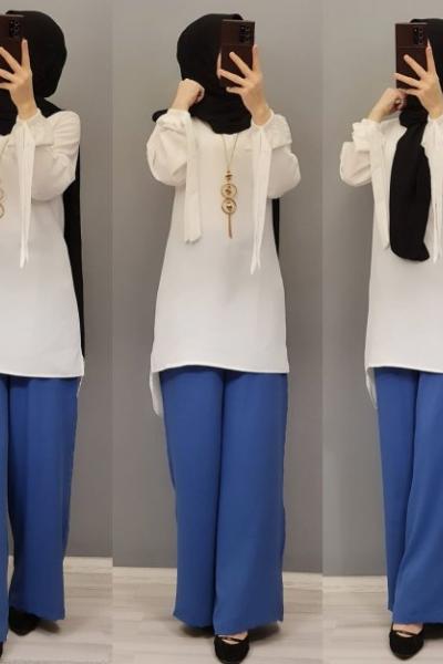 Yeni Model Cepli Pantolonum Saks Mavisi