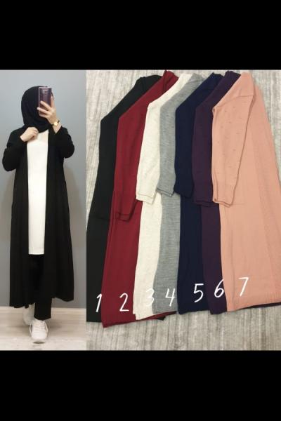 Yeni Model Cepli Triko Hırka  Pudra