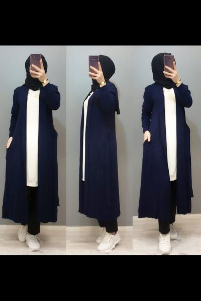 Yeni Model Cepli Triko Hırka  Lacivert