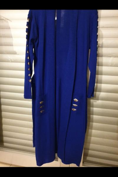 Yeni Model Triko Hırka Saks Mavisi