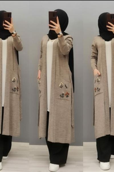 Yeni Model Cepli Triko Hırka Vizon