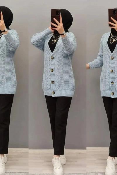 Yeni Model Triko Hırkam Bebe Mavisi