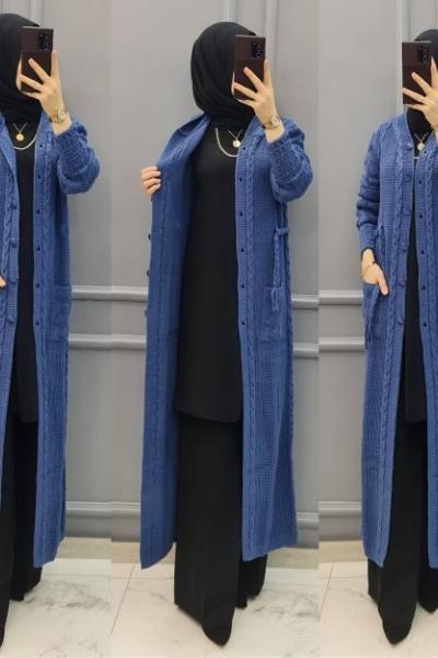 Yeni Model Hırka  Mavi