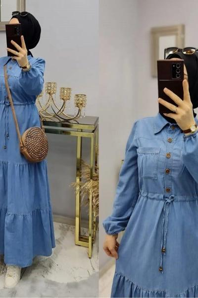 YENİ SEZON  YENİ   MODEL  SPOR KOT ELBİSE  MAViS KOT ELBİSE  Açık Mavi