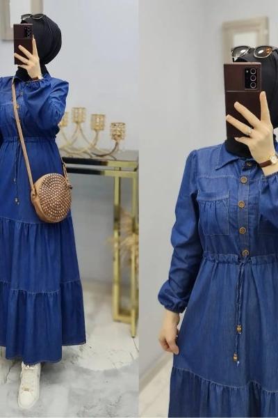 YENİ SEZON  YENİ   MODEL  SPOR KOT ELBİSE  MAViS KOT ELBİSE  koyu lacivert