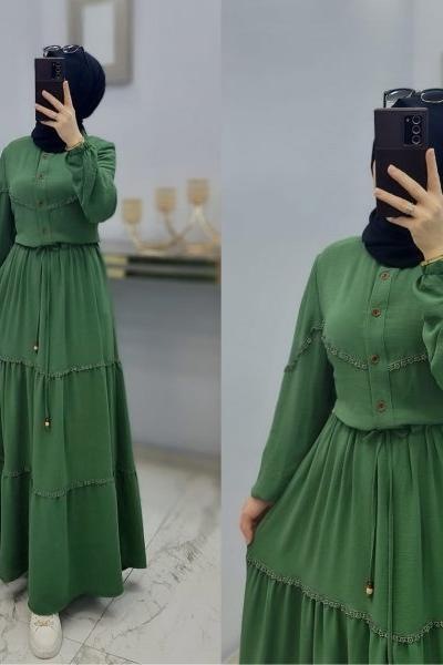 Yeni Sezon Dantel Elbisem Yeşil