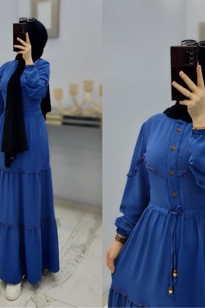 Yeni Sezon Dantel Elbisem İndigo