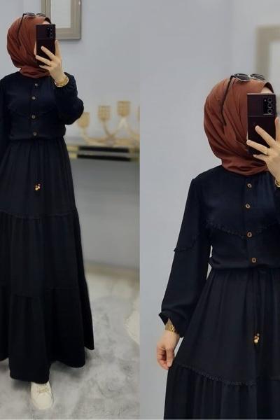 Yeni Sezon Dantel Elbisem Siyah