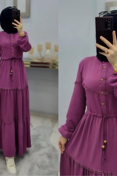 Yeni Sezon Dantel Elbisem Vişne