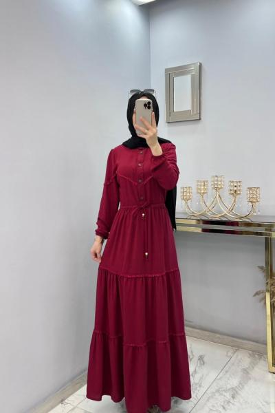 Yeni Sezon Dantel Elbisem Bordo