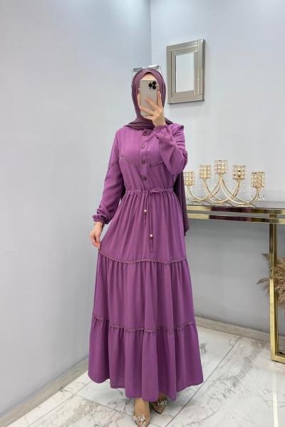 Yeni Sezon Dantel Elbisem Fuşya