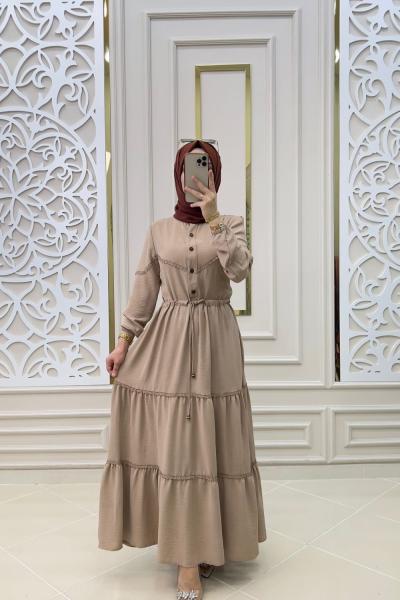 Yeni Sezon Dantel Elbisem Vizon