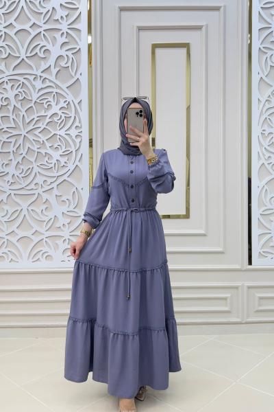 Yeni Sezon Dantel Elbisem Açık Gri