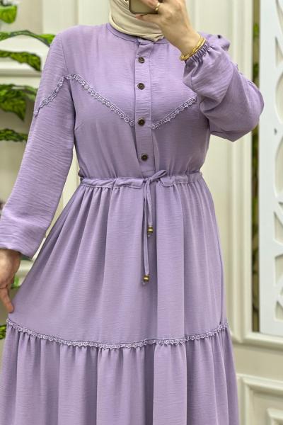 Yeni Sezon Dantel Elbisem Turkuaz Lila