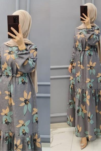 Yeni Yaprak Model Elbisem Gri