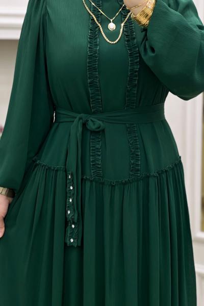Yoryo Şifon Elbise Zümrüt