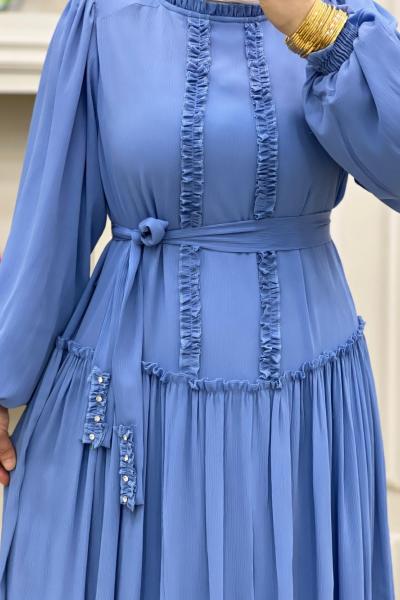 Yoryo Şifon Elbise Bebe Mavisi