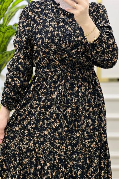 Zambak Elbise Siyah Sari