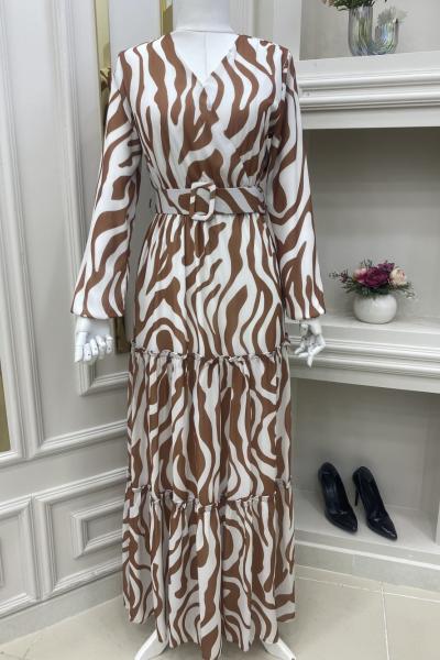 Zeruş Tesettür Elbisem  Kahverengi