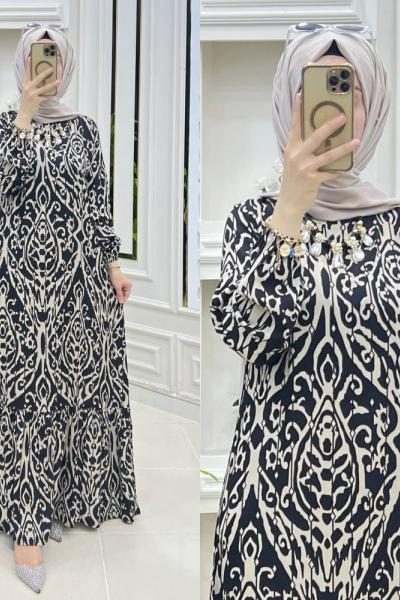 Zeyno elbise Siyah Beyaz