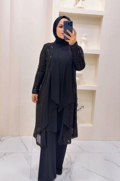 3lü Abiye Asude  Siyah