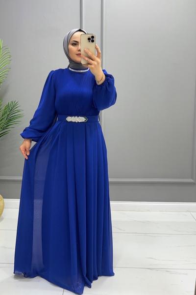 Elbise Abiye Dila Saks Mavisi