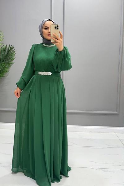 Elbise Abiye Dila Nefti Yeşili