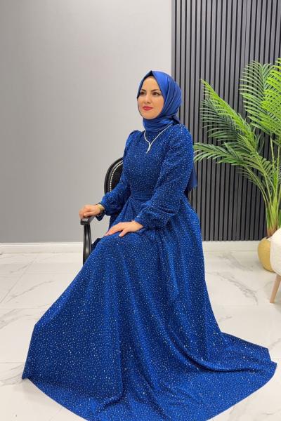 Elbise Abiye Parla Saks Mavisi